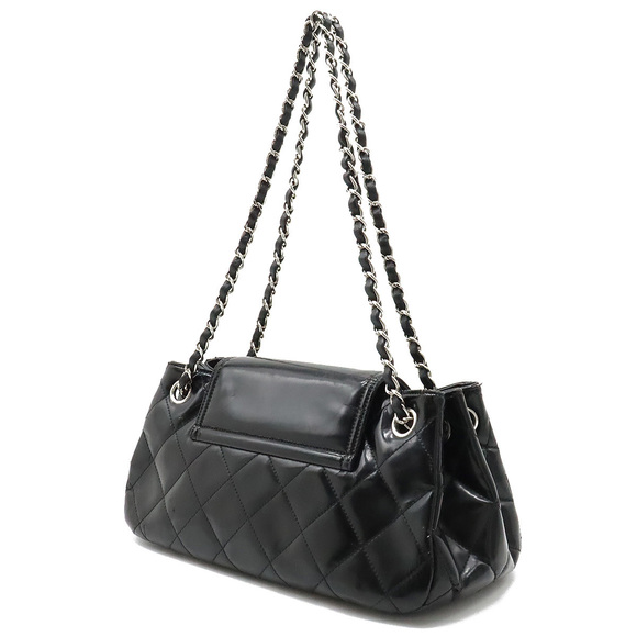 Chanel W Shoulder Matelasse Leather Black Bag Chain - Picture 1 of 9